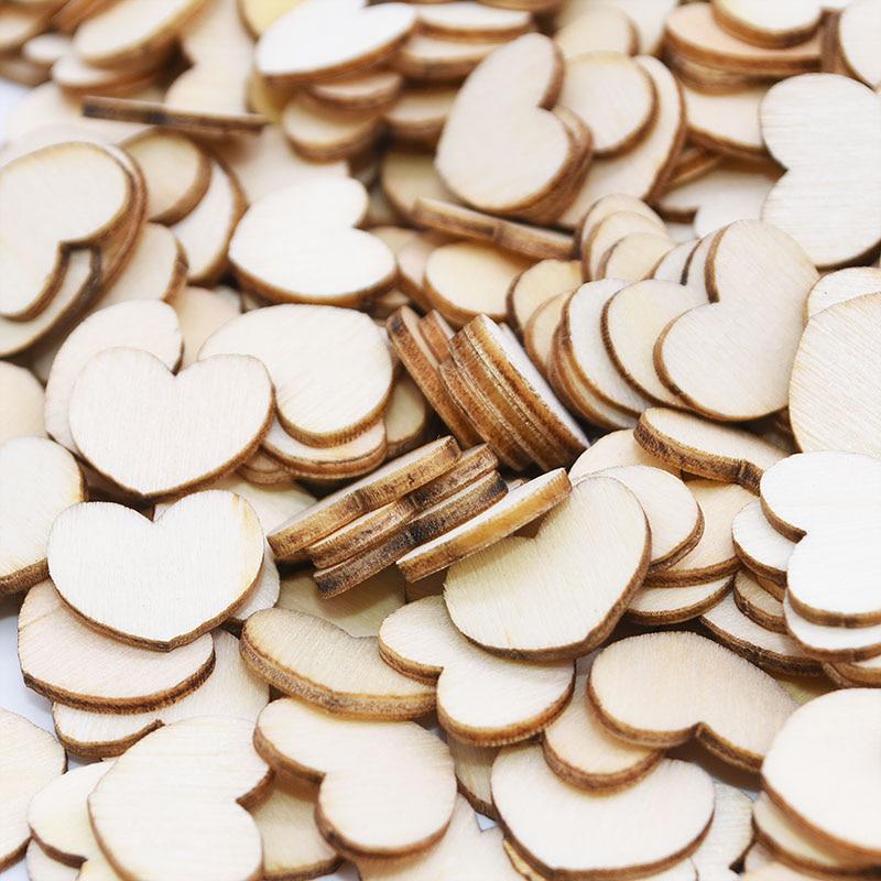 100Pcs Mini Wooden Love Heart Wedding Table Scatter DIY Craft Accessories Rustic Wedding Party DIY Decoration Favor Scrapbooking