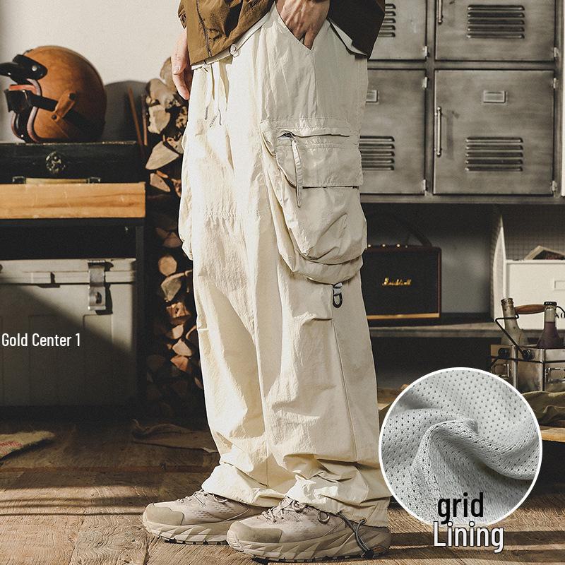 Męskie luźne spodnie spadochronowe szybkoschnące na lato