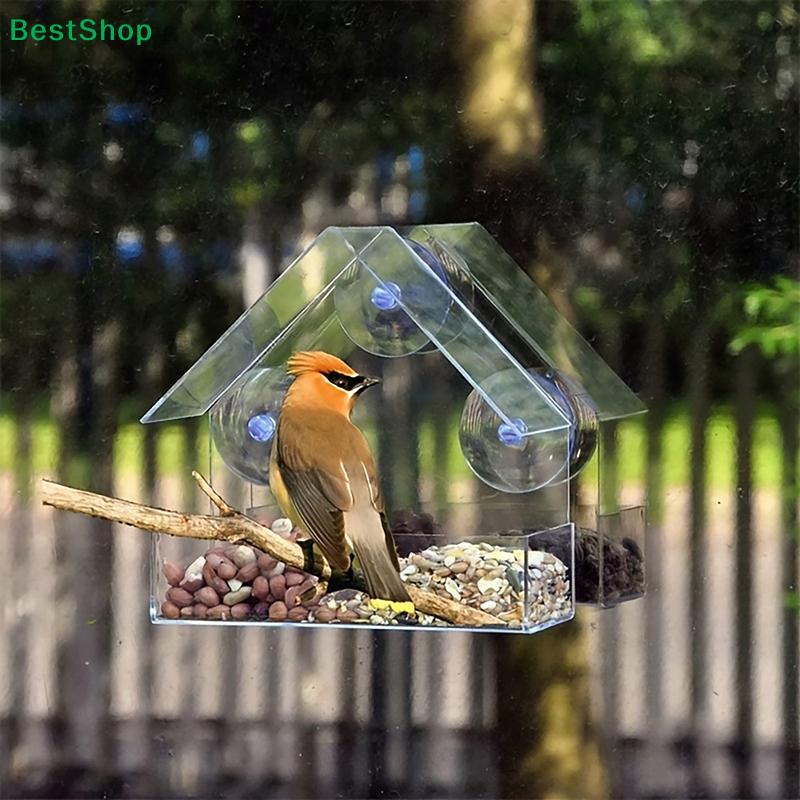 Clear Acrylic Window Bird Feeder with Suction Cups,House-Shaped Wild Bird Feeders for Outside,Garden & Window Viewing