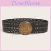 Retro Street Style Pu Leather Wide Belt With Metal Buckle And Studded Design For Women