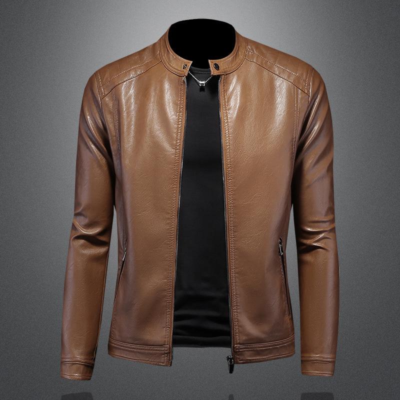 Marvel Venom Locomotive Leather Jacket Men's Spring New Stand-Up Collar Trend Slim-Fit Simple Leather Jacket Casual Short Jacket