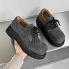 Design sense niche British style casual leather shoes 92332 long hair apple green, lemon yellow, yellow, gray -J