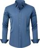 Camisa Social Masculina de Manga Longa Elástica Não Amassa - Cor Sólida