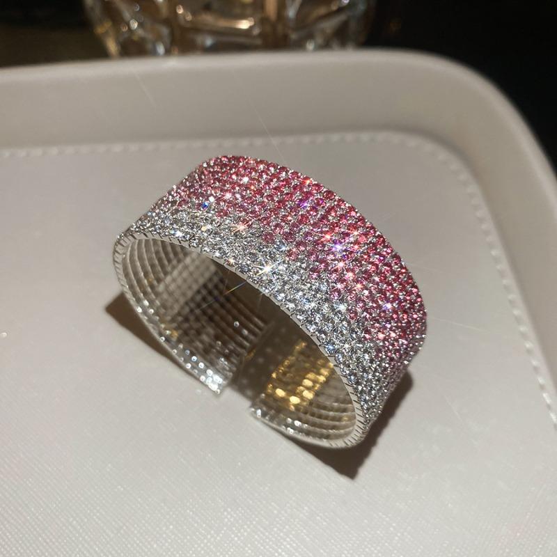 Diamond sparkle~ diamond-encrusted multi-layer round gradual change opening bracelet design sense niche bracelet fashionable exquisite jewelry