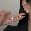 Simple Three-dimensional Metal Brushed Stud Earrings, Retro Light Luxury Fashion, Daily Personality Versatile, High-end Earrings Women