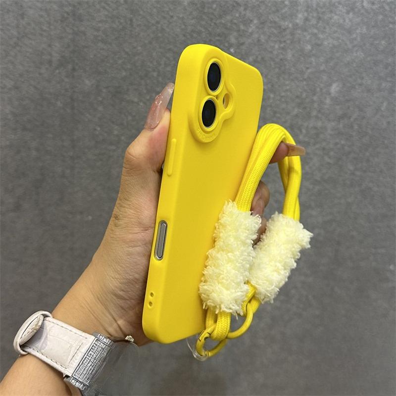 Flannel - Lined Phone Case With Lanyard For iPhone 17 Air 16 15 14 Plus 13 12 11 Pro Max Cute Simple Soft Cover
