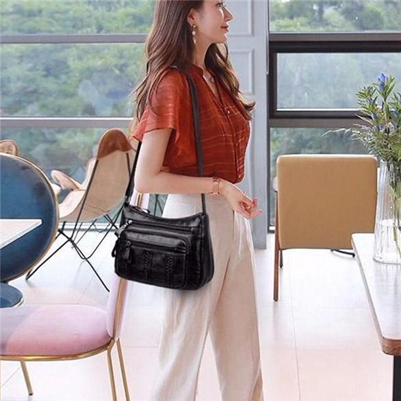 Women Shoulder Bag Multi-layer Crossbody Bag Black Elegant Female Casual Large Capacity Bags