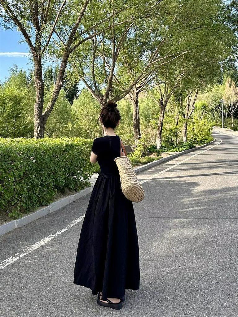 Plus Size High Waist Draping Slimming Long Skirt Dress for Chubby Girls - Casual and Versatile