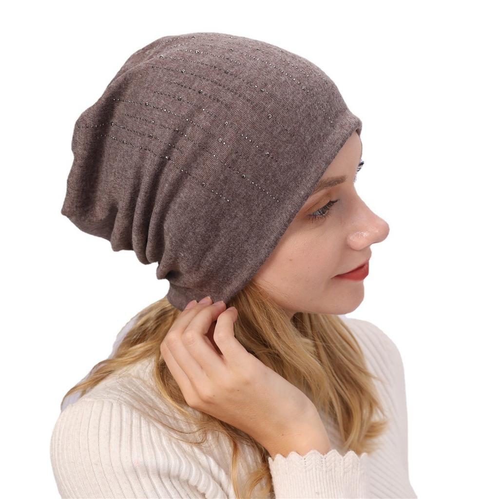 Autumn and Winter Men's and Women's Cotton Pile Hats Double-layer Hot Diamond Pullover Hats To Keep Warm and Cold Proof Pile Confinement Hats