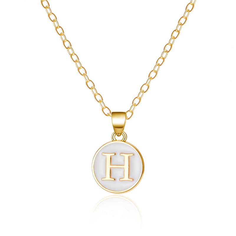 A-Z 26 Letters Necklace For Women Exquisite Initials Name Round Enamel Pendant Clavicle Chain Choker Necklaces Jewelry