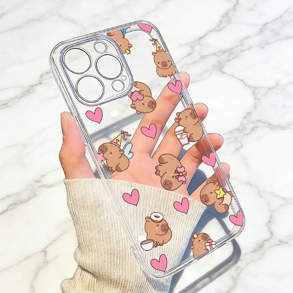 Cartoon C-Capybara Handyhülle Für iPhone 17 16 15 14 13 12 11 Mini Pro Max Plus Transparente Hülle
