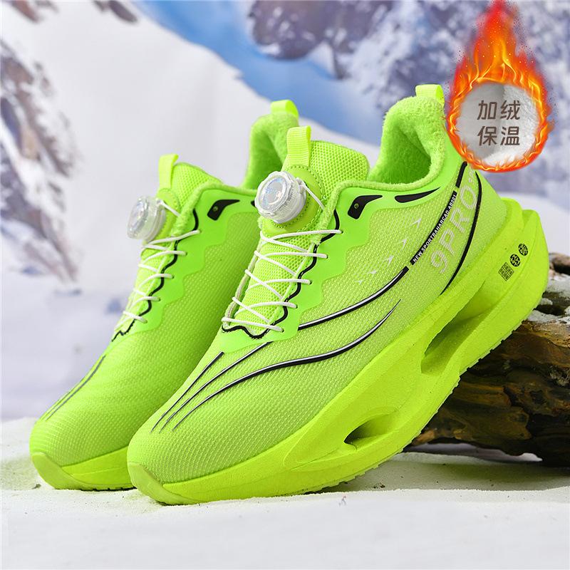 9Pro carbon board children s running shoes autumn and winter velvet warm running shoes boys training sports shoes 8pro 33 флуоресцентный зеленый