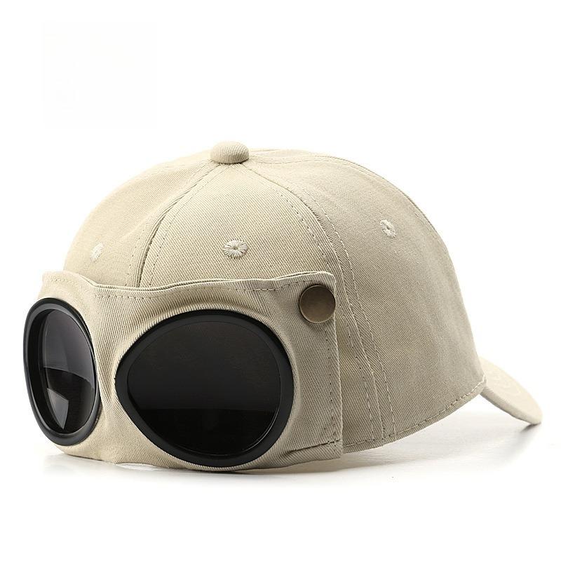Aviator-Style Cap with Attached Sunglasses - Korean Trendy Unisex Baseball Hat with Sun Visor, Spring/Summer Versatile Accessory