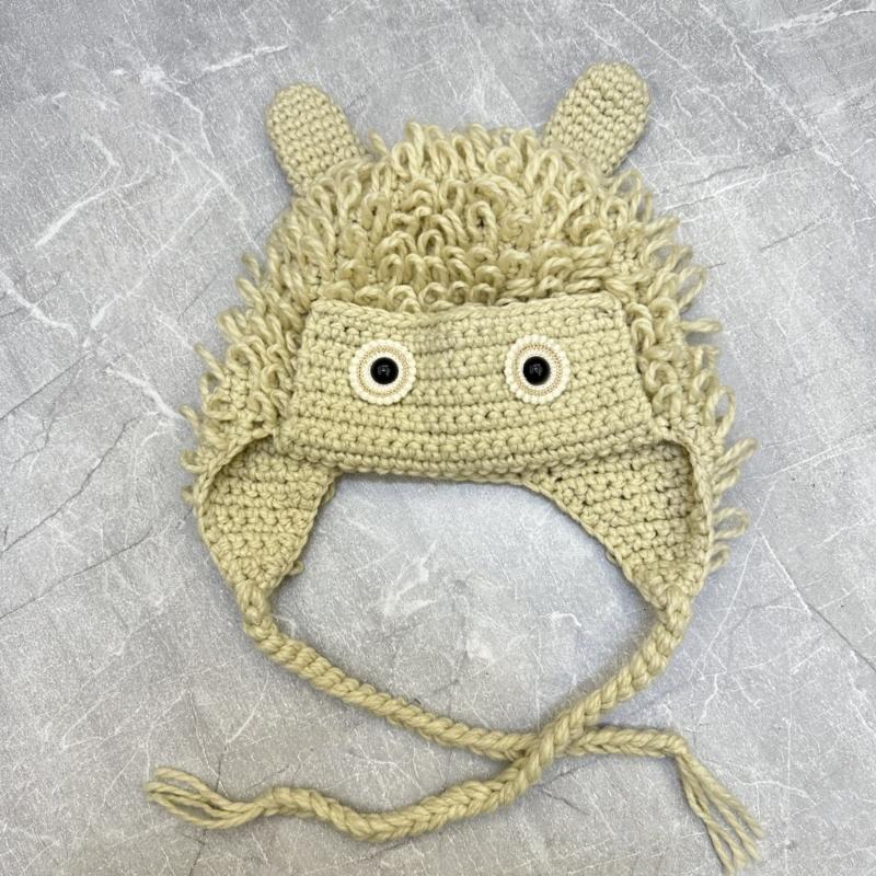 Winter Warm Knit Hat for Women Funny Monsters Hat Hooded Skull Hat Outdoor Activity Cap Windproof Headwear Pullover Hat