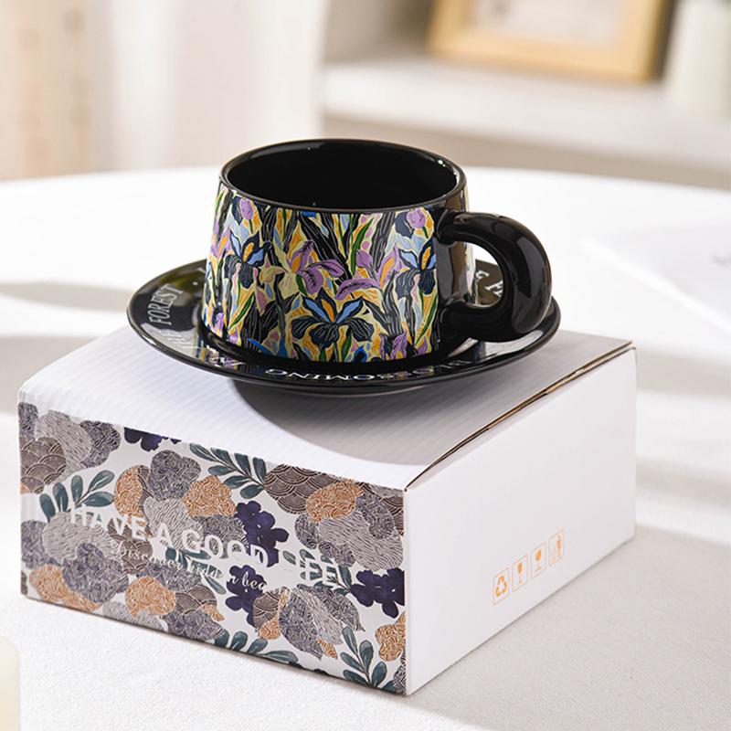 

Расписанный вручную набор чашек для чая, винтажный французский кофейный набор с блюдцами, домашний набор для вечеринки, многоразовый набор для утреннего чая для друзей и семьи