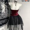 Gothic Vampire Cosplay Costume Women Halloween Black Feather Cape Dress