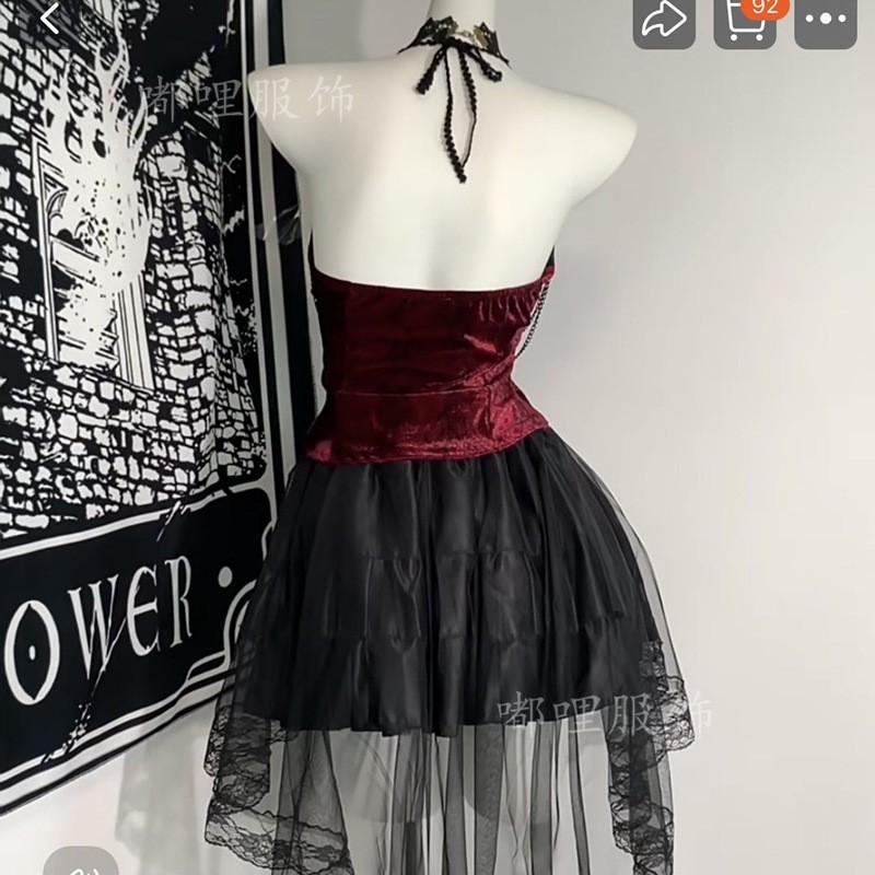Gothic Vampire Cosplay Costume Women Halloween Black Feather Cape Dress