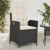 Vidaxl Folding Garden Armchair With Cushions, Black Poly Rattan
