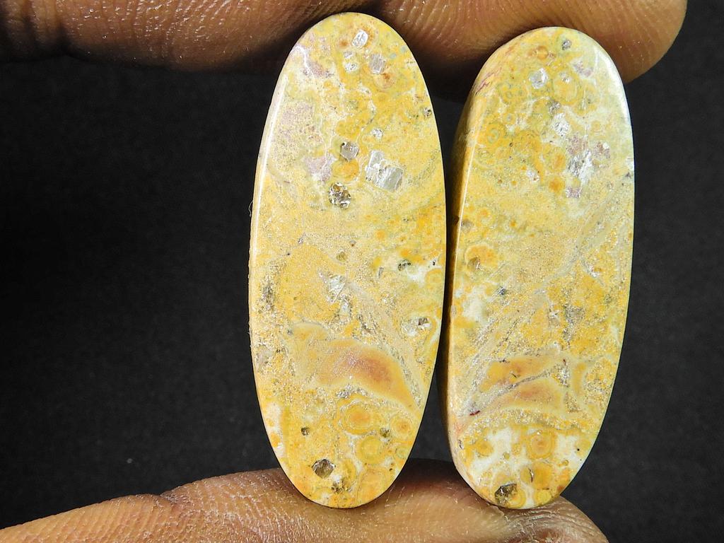 32Cts. Jasper Piele de Leopard Natural Pereche Potrivită Piatră Prețioasă Făcută Manual 13X33X03 MM SK-805