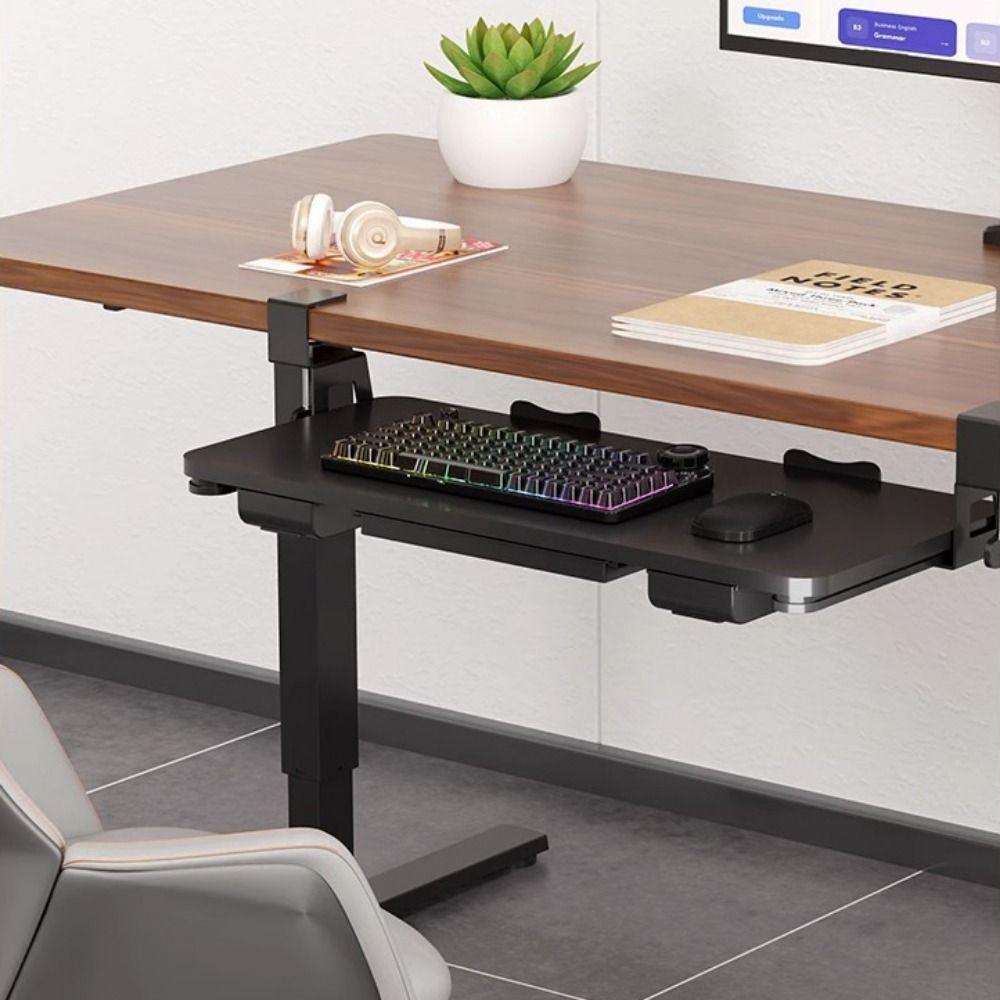 Space Saving Keyboard Bracket Slide-out Drawer Adjustable Keyboard Mouse Tray Stable Load-bearing Punch-free
