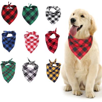 Plaid Triangle Towel Pet Scarf Soft Comfortable To Wear Fine Workmanship Water