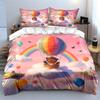 Colorful Balloon Bear Set Soft Comfortable Duvet Cover Bedding Set Included 1*Duvet Cover & 2*Pillowcases, Gift