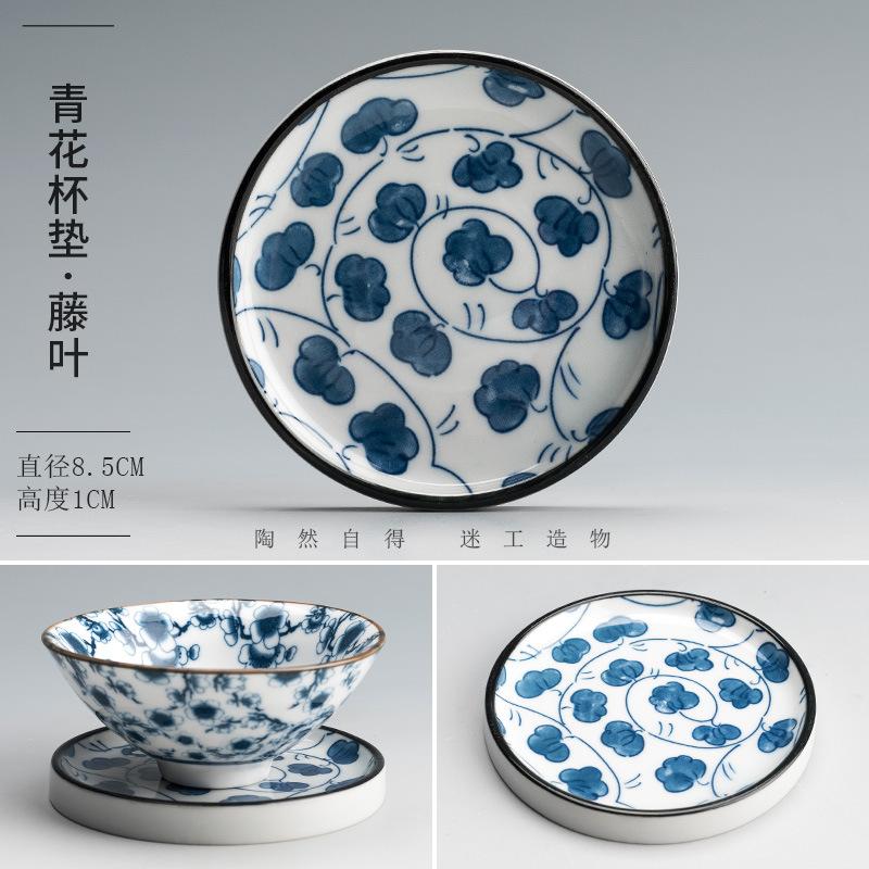 Retro Modrý a Bílý Porcelánový Jídelní Talíř Kulatý Talíř na Ovoce Keramická Vařicí Mísa Květinový Vzor Dezertní Talíř Kuchyňské Nádobí