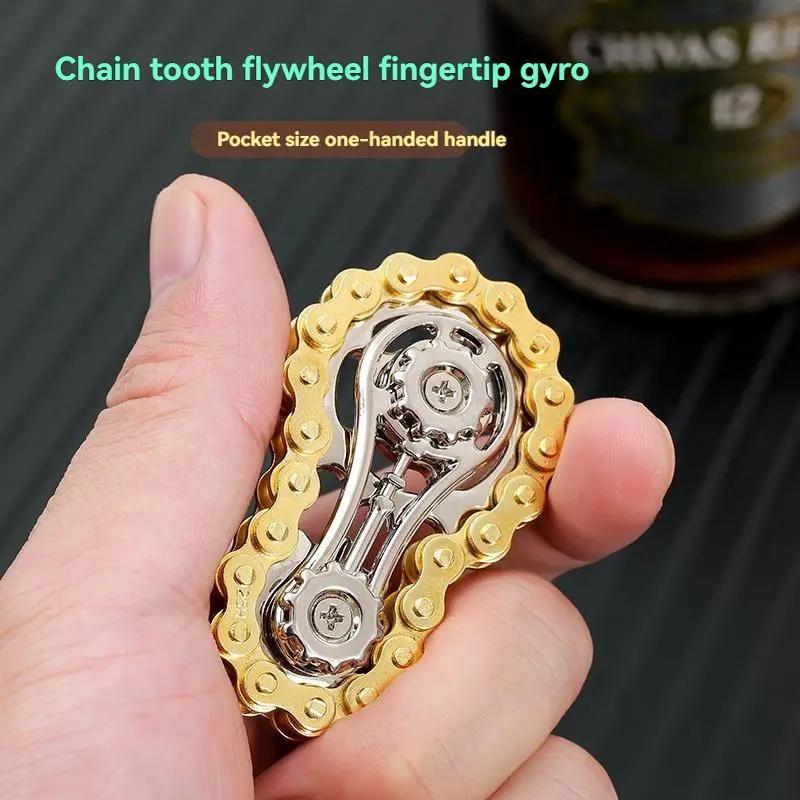 Sprockets Hand Roller Fidget Chain Toys, Metal Dual-Gear Chain Fidget Spinner - Precision Machined Stress Relief Focus Toy