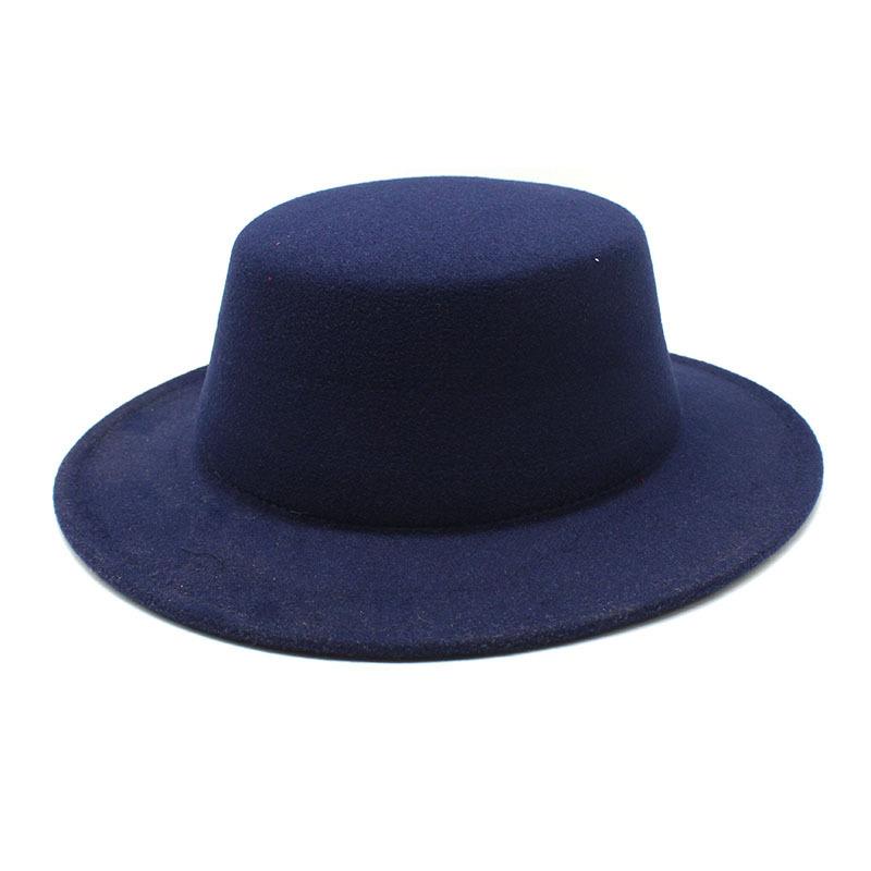 European, American And British Style Flat Top Top Hat, Autumn And Winter Parent-Child Big-Brimmed Gentleman'S Hat, Men'S Fashion Woolen Hat