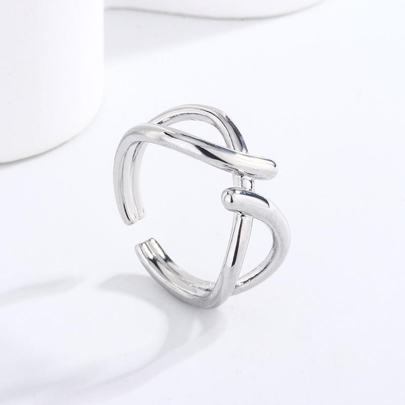 Japan and South Korea's New Fresh Cross-wrapped Ring Sweet Ins Style Niche Design Cross 8-character Ring