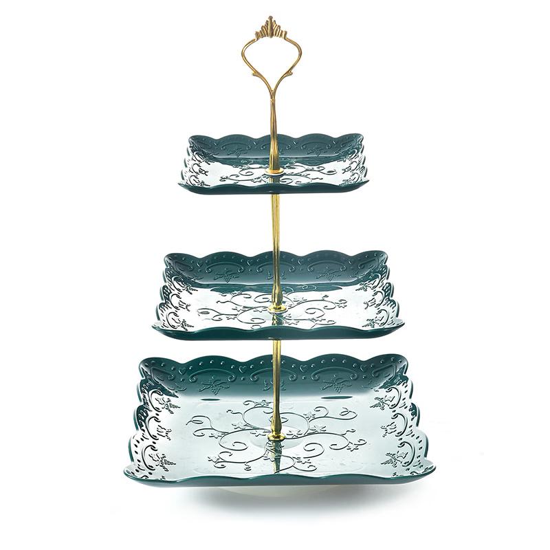 European Style 3-Tier Rotatable Plastic Dessert Stand