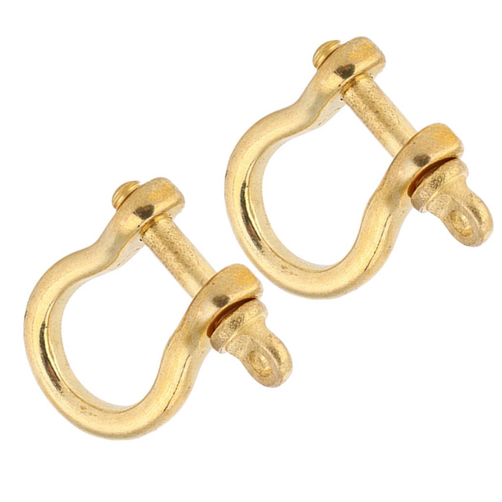 2 Set Anchor Shackle Pure Brass U Type Fob Key Ring Hook Golden Connection Buckle 10mm