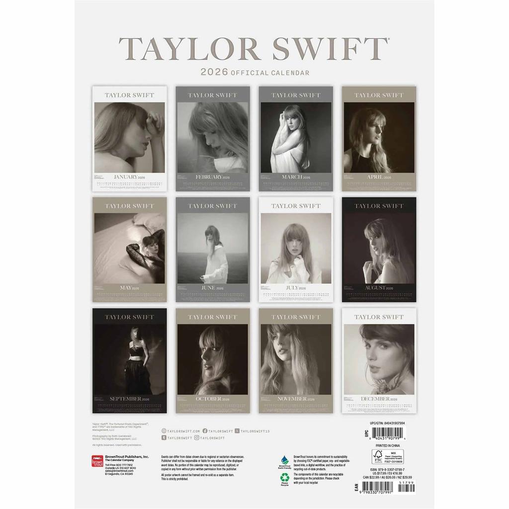 Taylor Swift 2026 A3 Wall Calendar