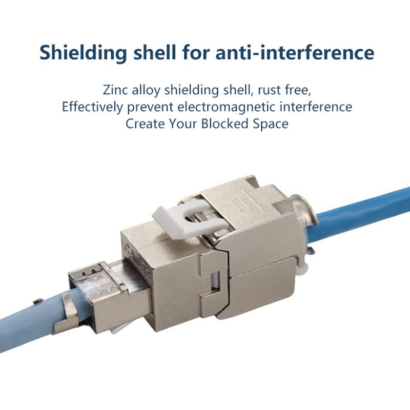Jack Keystone Cat6A Cat7 Tipo Sin Herramientas Rj45 Stp Cat7 Módulo de Aleación de Zinc Adaptador Acoplador Para 22 A 26 Awg