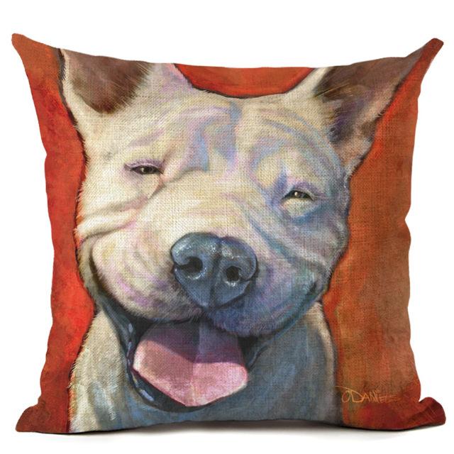 New Cartoon Cotton Linen Cute Dog Printing Pillow Case Home Decorative Pillowcase Cover