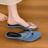 French vacation blue pointed flip-flops women's summer wear 2025 new suede with skirt beach sandals