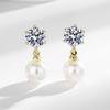 HuiSept Luxury Drop Earrings with Pearl Zircon Gemstone 925 Silver Jewelry for Female Wedding Bridal Promise Party Gift Ornament