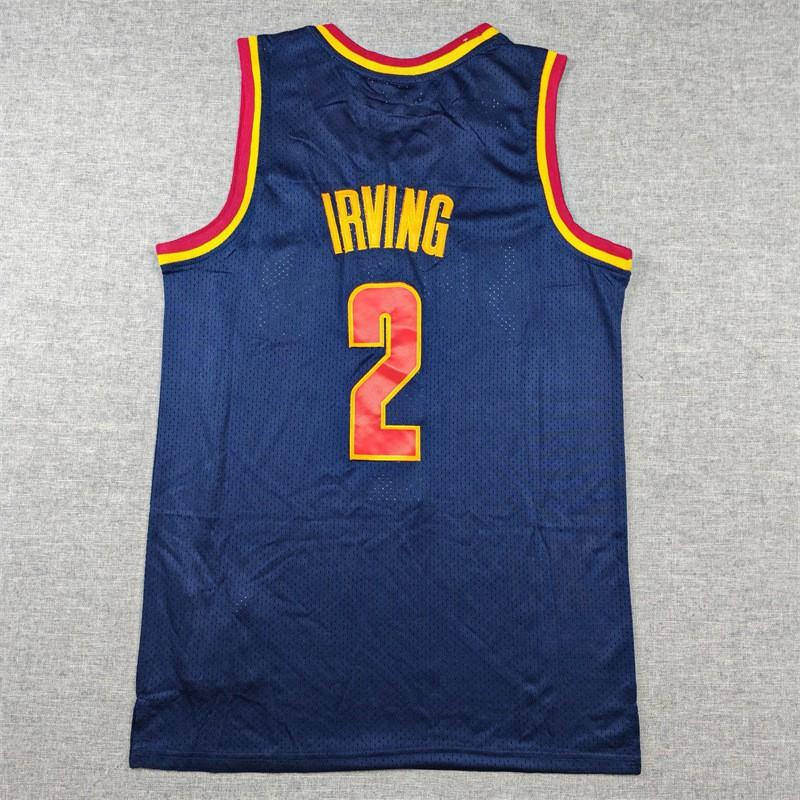 Mens Basketball Jersey Kyrie Irving Cleveland Cavaliers 2 Deep Blue Retro Mesh Sportswear
