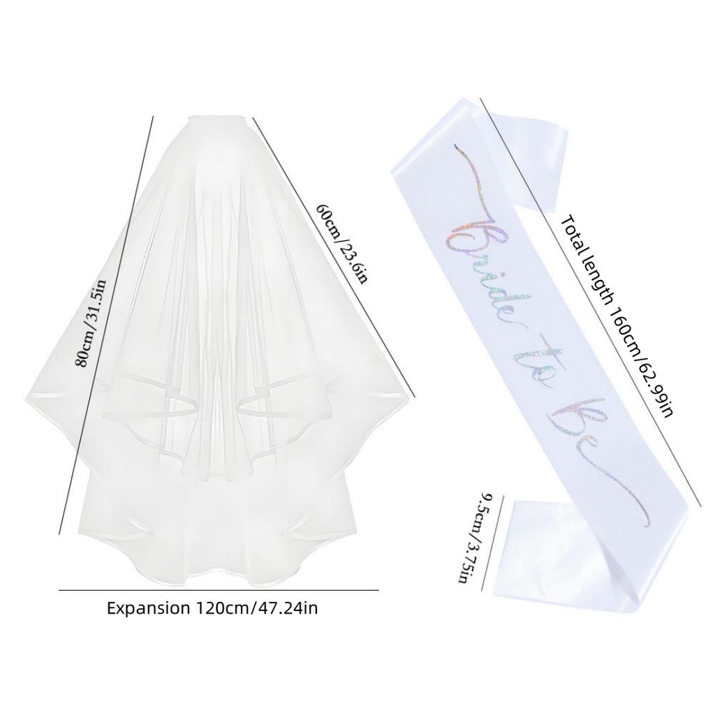 Hen Party Bride to Be Set Include Bride to Be Sash,Bridal Veil White for Bride Shower,Wedding,Bachelorette Party BRIDE Sash Set