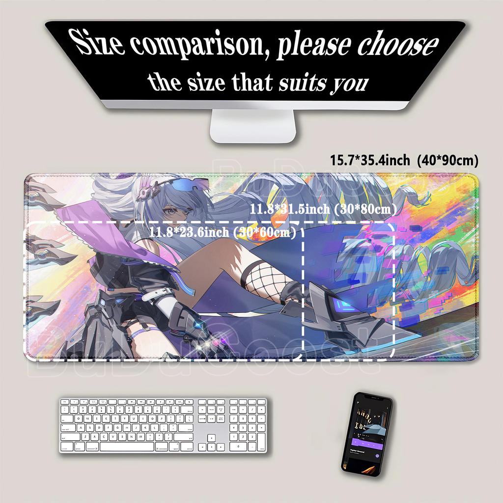 HSR Honkai Star Rail Silver Wolf LV.999 XXL Mousepad Overlock Keyboard Anime Girl Kawaii Esports Mouse Pad HD Printing Desk Mat