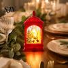 Exquisite Gift for Friends Vintage Christmas Lantern Night Light, Rectangular Glowing Tabletop Decor Warm Atmosphere Light Mantel Party, Flameless LED