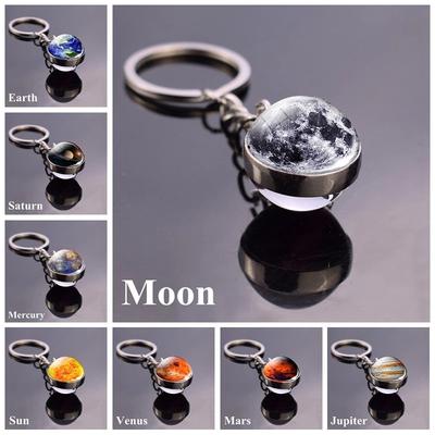 Presente de Aniversário da Terra Nebulosa Lua Galáxia Chaveiro Dupla Face Luminoso Sistema Solar Planeta Chaveiro