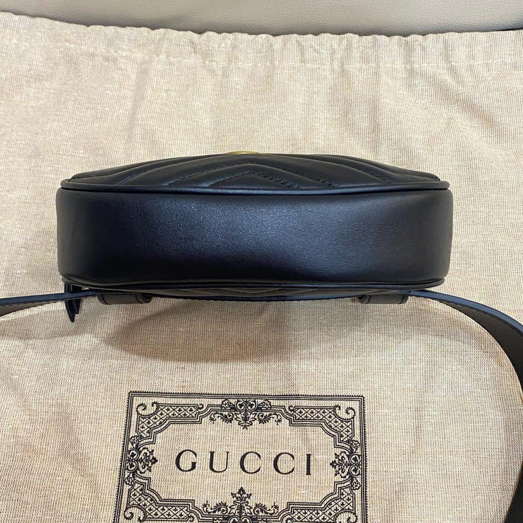 [Gebraucht] Gucci gesteppte Leder GG Marmont Matelassé Gürteltasche 38/95 'Schwarz' - Ausgezeichnet #18LWPGK