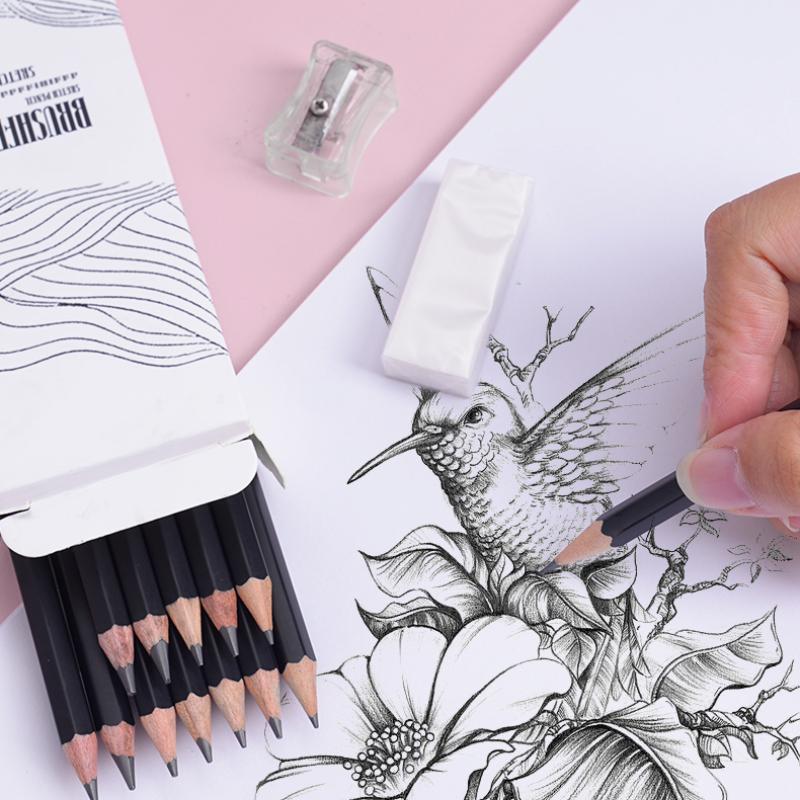 14Pcs/Set Drawing Pencil Set Wooden Professional Art Supplies Hard/Medium/Soft Sketch Charcoal Pencils Art Painting Stationery