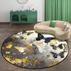 3D zlatý motýlí koberec, obývací pokoj, pohovka, koberec, protiskluzový čajový stolek, šatna, koberce do obývacího pokoje, dekorace, ložnice, kulatá podlahová rohožka