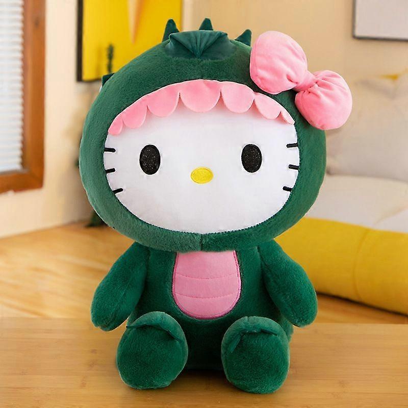 2024 New 35cm Cute Hello Kitty Dinosaur Plush Toy Cartoon Doll Room Decoration Sleeping Pillow Children Birthday Gift
