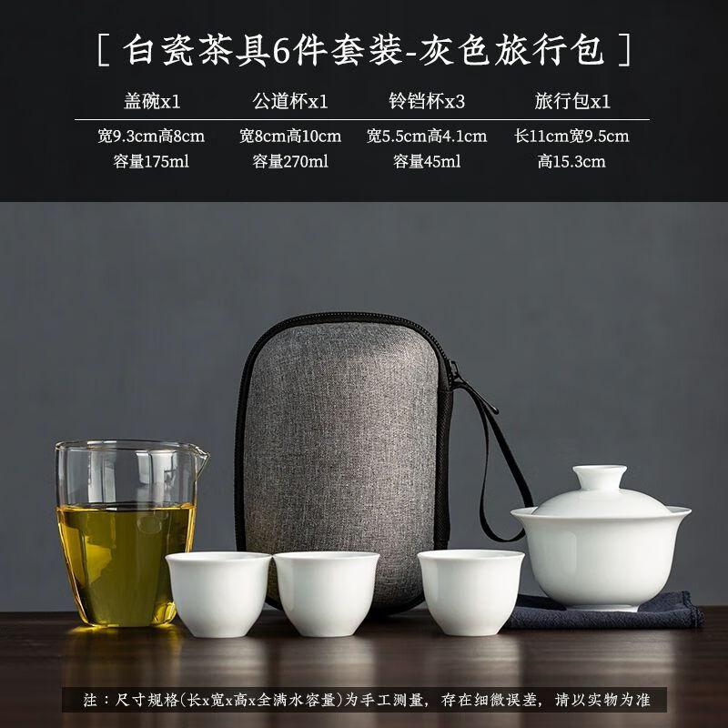 Jiakangmingde Portable Dehua Ceramic Travel Tea Set As Pictured