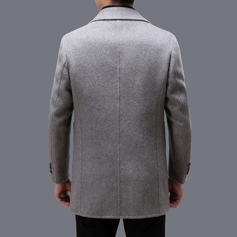 Wool and Rabbit Fur Double-sided Wool Coat for Men, Autumn and Winter Down Removable Liner, Mid-length Suit Collar Coat for Men