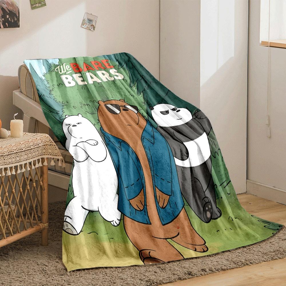Three Cartoon Bears with Distinct Expressions Walking In a Forest. for All Seasons Blanket Lunch Break Throw Gift