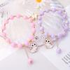 2 Pezzi Clip Magnetica Abbinate Braccialetti Carino Cartone Animato Gatto Ciondolo Elastico Acrilico Perla Sintetica Perline Braccialetti dell'Amicizia